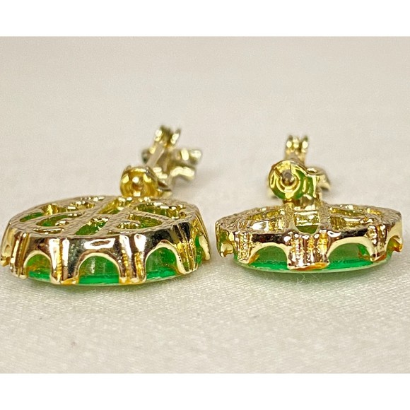 Two Banjo Brooches Gold Tone Holding Green Mother Of Pearl Base - Picture 10 of 12